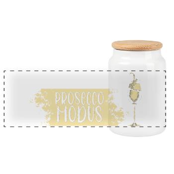 Hokus Pokus Prosecco Modus - Panorama Keksdose mit Holzdeckel - Weiß - Vorne