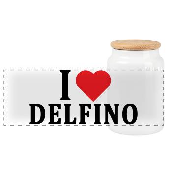 T-Shirt Ich liebe Dolphin T-Shirt Geschenkidee - Panorama Keksdose mit Holzdeckel - Weiß - Vorne