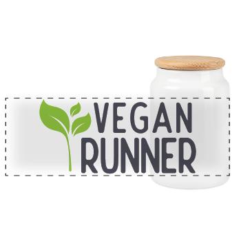 Coureur végétalien - Boîte à biscuits avec couvercle en bois - blanc - Devant