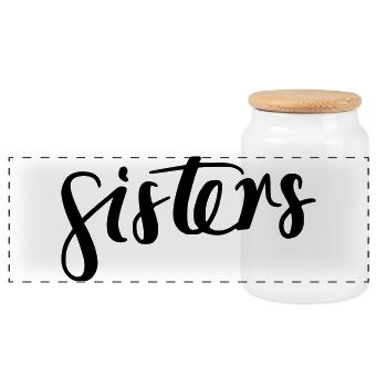 Sisters - Panoramic Cookie Jar with Wooden Lid - white - Front