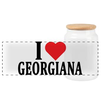 t-shirt J’adore Georgiana idée cadeau t-shirt - Boîte à biscuits avec couvercle en bois - blanc - Devant