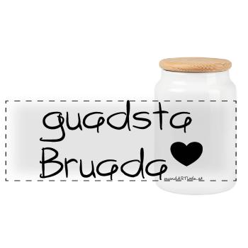 guadsta Bruada - bester Bruder, Dialekt - Panorama Keksdose mit Holzdeckel - Weiß - Vorne