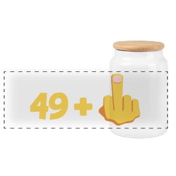 For 50th anniversary, 50th birthday - Panoramic Cookie Jar with Wooden Lid - white - Front