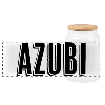 Azubi Tshirt 9 23 schwarz - Panorama Keksdose mit Holzdeckel - Weiß - Vorne
