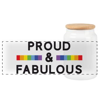 Pride Month - Proud and Fabulous - Panoramic Cookie Jar with Wooden Lid - white - Front