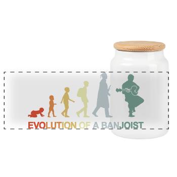 Évolution du joueur de banjo - Boîte à biscuits avec couvercle en bois - blanc - Devant