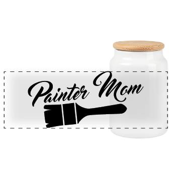 Maman peintre - Boîte à biscuits avec couvercle en bois - blanc - Devant