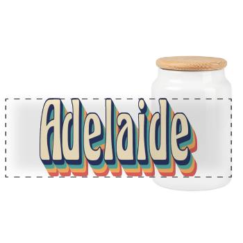 Adelaide T-Shirt Vintage Retro Geschenk T-Shirt - Panorama Keksdose mit Holzdeckel - Weiß - Vorne