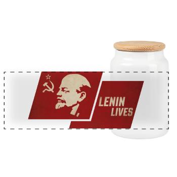 Lenin Lives Flag - Boîte à biscuits avec couvercle en bois - blanc - Devant