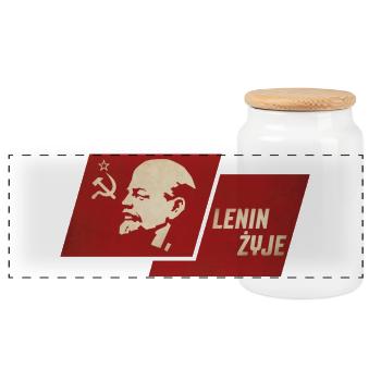 Lenin is alive - Panoramic Cookie Jar with Wooden Lid - white - Front