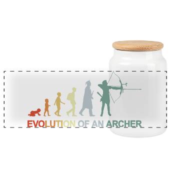 Bogenschützen Evolution - Panorama Keksdose mit Holzdeckel - Weiß - Vorne