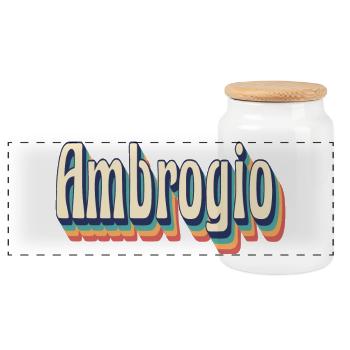 Ambrogio t-shirt retro vintage t-shirt gift - Panoramic Cookie Jar with Wooden Lid - white - Front