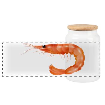 rosarote Garnele oder Shrimp von Hand gezeichnet - Panorama Keksdose mit Holzdeckel - Weiß - Vorne