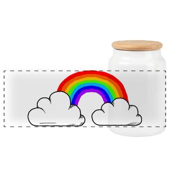 Teh Connection Pride Rainbow Colours / RGB - Panoramic Cookie Jar with Wooden Lid - white - Front