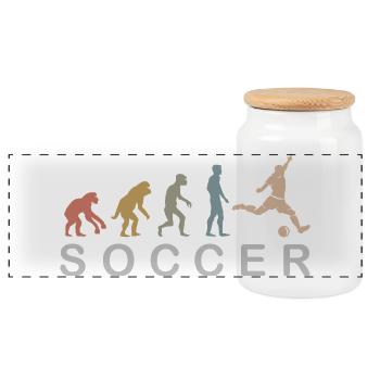 Fußball Evolution retro Farben Fußballer Symbol - Panorama Keksdose mit Holzdeckel - Weiß - Vorne