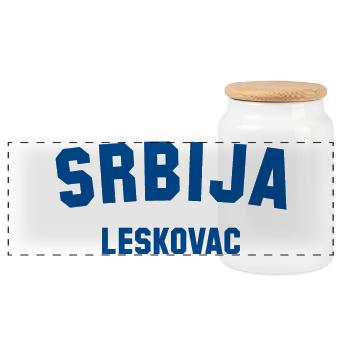 LESKOVAC Srbija Serbia - Panorama Keksdose mit Holzdeckel - Weiß - Vorne