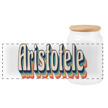 Vintage Retro Aristoteles T-Shirt Geschenk - Panorama Keksdose mit Holzdeckel - Weiß - Vorne