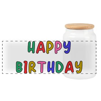 ALLES GUTE ZUM GEBURTSTAG. ALLES GUTE ZUM GEBURTSTAG. JAHRESTAG. - Panorama Keksdose mit Holzdeckel - Weiß - Vorne