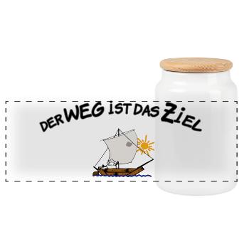 Segeln - Meer - Der Weg ist das Ziel - Auszeit - Panorama Keksdose mit Holzdeckel - Weiß - Vorne