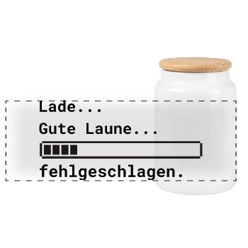 Lade Gute Laune - Panorama Keksdose mit Holzdeckel - Weiß - Vorne