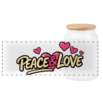 Peace & Love Hearts Logo - Boîte à biscuits avec couvercle en bois - blanc - Devant