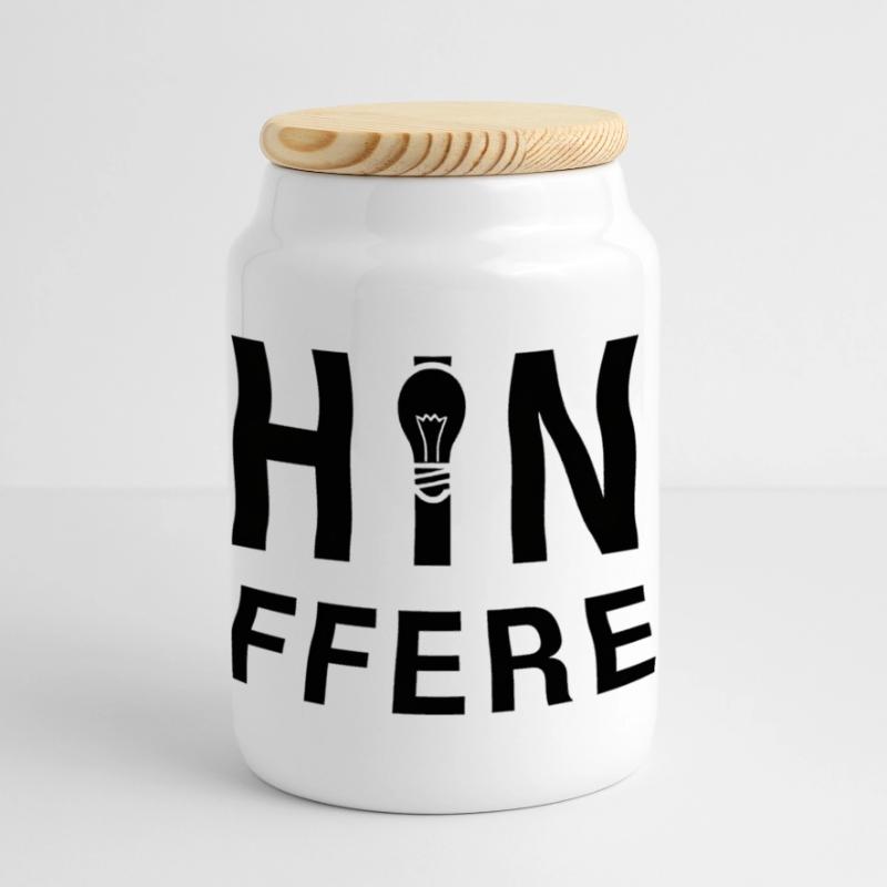 Creative Think Different Lightbulb Design Panoramic Cookie Jar with Wooden Lid
