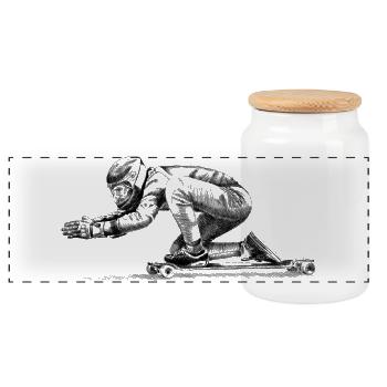 Longboard  - Panorama Keksdose mit Holzdeckel - Weiß - Vorne