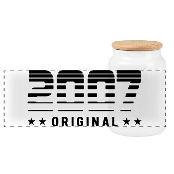 Original 2007 Limited Edition - Birthday - Panoramic Cookie Jar with Wooden Lid - white - Front