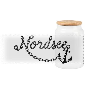 North Sea Chain Anchor Font - Panoramic Cookie Jar with Wooden Lid - white - Front
