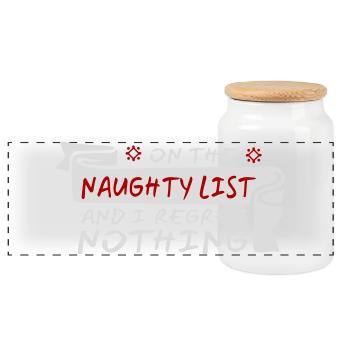 Sur la liste des vilains et ne regrette rien XMas Spruch - Boîte à biscuits avec couvercle en bois - blanc - Devant