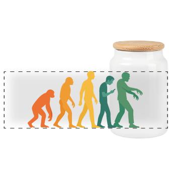 Evolution Silhouette Farbverlauf - Panorama Keksdose mit Holzdeckel - Weiß - Vorne