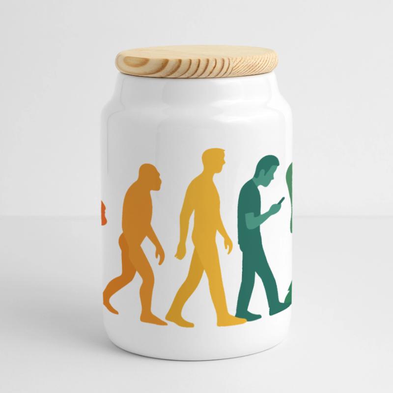 Evolution Silhouette Gradient Panoramic Cookie Jar with Wooden Lid