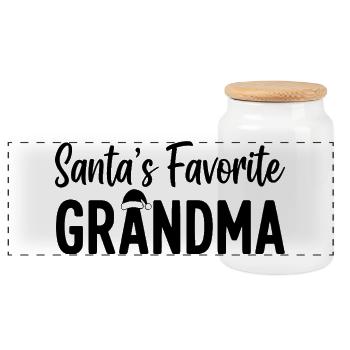 Santa's Favorite Grandma - Panorama Keksdose mit Holzdeckel - Weiß - Vorne