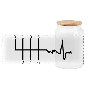 Gears with heartbeat - Panoramic Cookie Jar with Wooden Lid - white - Front