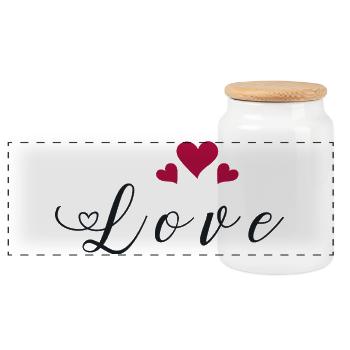 Love Heart Passion Feelings Declaration of Love - Panoramic Cookie Jar with Wooden Lid - white - Front