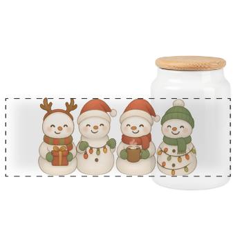 Bonhommes de neige pour enfants, garçons et filles, Weihn - Boîte à biscuits avec couvercle en bois - blanc - Devant