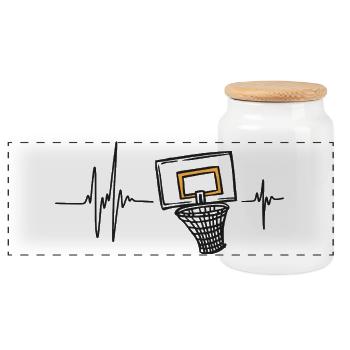 Keyboard Piano Instrument Music Keys Melody - Panoramic Cookie Jar with Wooden Lid - white - Front