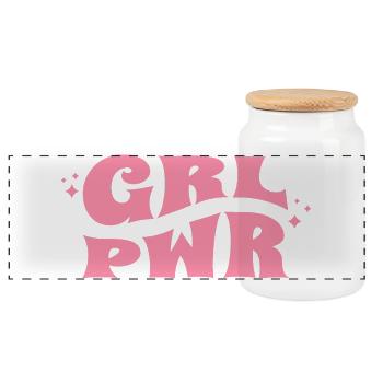 GRL PWR Feminine Style - Panoramic Cookie Jar with Wooden Lid - white - Front