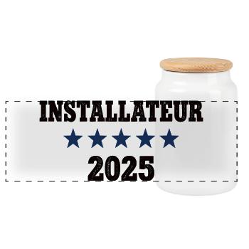 Emploi de plombier 2025 Travail de plombier - Boîte à biscuits avec couvercle en bois - blanc - Devant