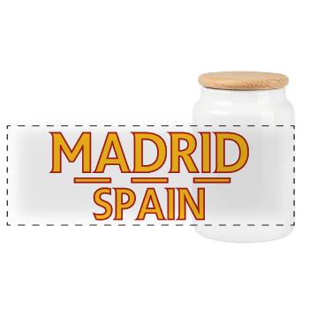 Madrid – Espagne - Boîte à biscuits avec couvercle en bois - blanc - Devant