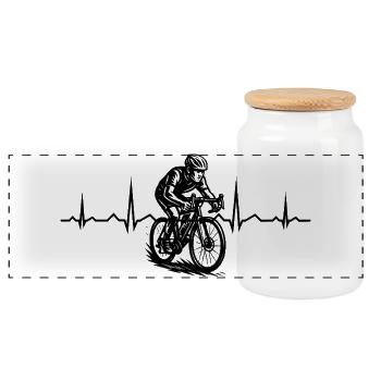 Vintage road bike design for road bike - Panoramic Cookie Jar with Wooden Lid - white - Front