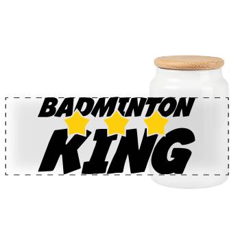 The King of Badminton - Panoramic Cookie Jar with Wooden Lid - white - Front
