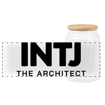 INTJ – L’Architecte | Design minimaliste - Boîte à biscuits avec couvercle en bois - blanc - Devant