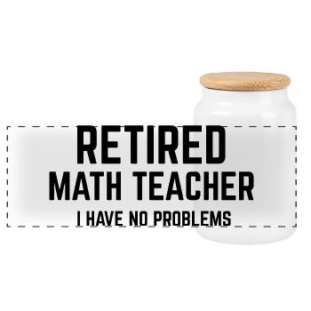 Math Teacher Retired Retirement Mathematics - Panoramic Cookie Jar with Wooden Lid - white - Front
