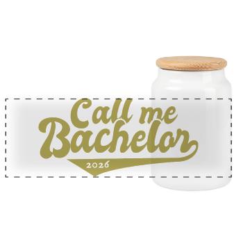 Bachelor 2026 Graduation Graduation - Panoramic Cookie Jar with Wooden Lid - white - Front
