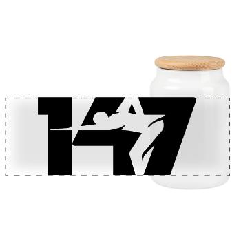 147 Snooker-Ikone (Schwarz) - Panorama Keksdose mit Holzdeckel - Weiß - Vorne