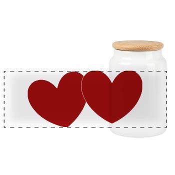 2 rote Herzen Herz rot Geschenk Valentinstag - Panorama Keksdose mit Holzdeckel - Weiß - Vorne