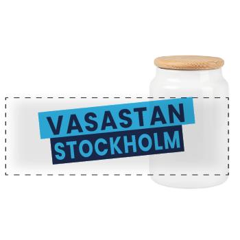 Vasastan-Stockholm-Banner - Panorama Keksdose mit Holzdeckel - Weiß - Vorne