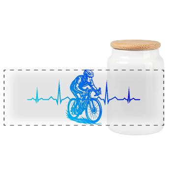 Motif emblématique du vélo de route - Boîte à biscuits avec couvercle en bois - blanc - Devant