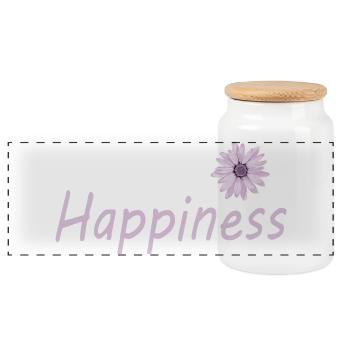 Bonheur - Boîte à biscuits avec couvercle en bois - blanc - Devant